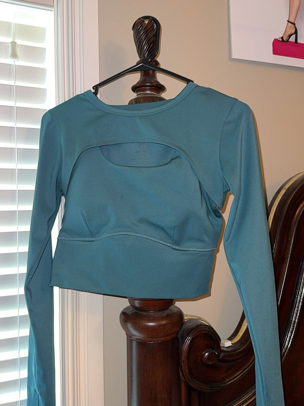 Long-Sleeve Teal Crop Top